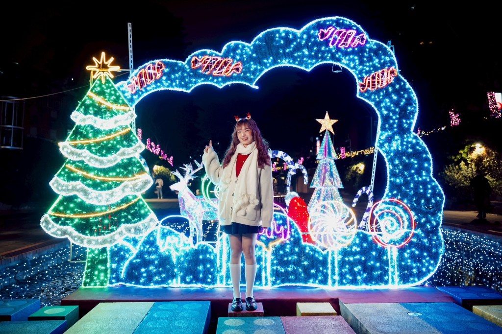 4米高夢幻聖誕花束盛開 中港大排、鴨母港溝絢爛燈海即將登場